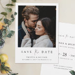 Elegant Script Photo Wedding Save the Date Invite<br><div class="desc">This simply chic photo wedding save the date flat card template features an elegant, minimalist, modern design. The front features your first names, date and wedding locale under your favourite photo and a 'save the date' message conveyed with a striking blend of two distinct fonts, with 'the' in a light,...</div>