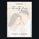 Elegant Script Photo Wedding Table Number 24<br><div class="desc">This design features a lovely photo of your choice. Click the "Click to customise further" button to edit the script wording's colour. Move photo image above overlay layers to centre. See the entire collection for more matching items!</div>