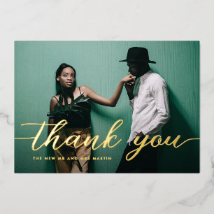 Elegant Script Photo Wedding Thank You