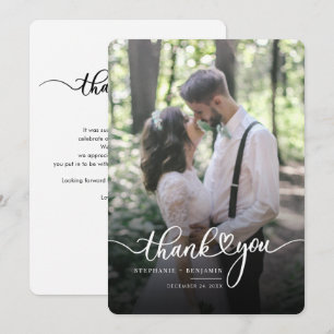 Elegant Script Photo Wedding Thank You Card