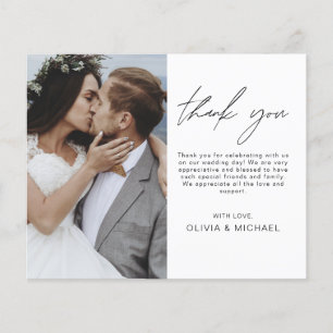 Elegant Script Photo Wedding Thank You Card