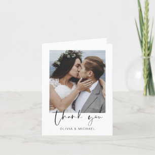 Elegant Script Photo Wedding Thank You Card