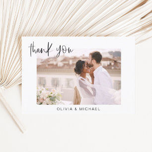 Elegant Script Photo Wedding Thank You Card