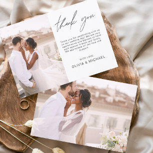 Elegant Script Photo Wedding Thank You Card