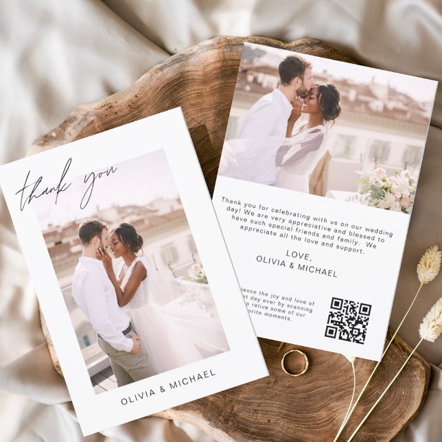 Elegant Script Photo Wedding Thank You Card (Creator Uploaded)