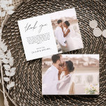 Elegant Script Photo Wedding Thank You Card<br><div class="desc">Express your heartfelt gratitude in timeless style with this Elegant Script Photo Wedding Thank You Card. Featuring refined calligraphy, a full photo layout, and minimalistic design elements, this card is the perfect way to thank your guests while showcasing a cherished moment from your big day. Ideal for modern, romantic, or...</div>