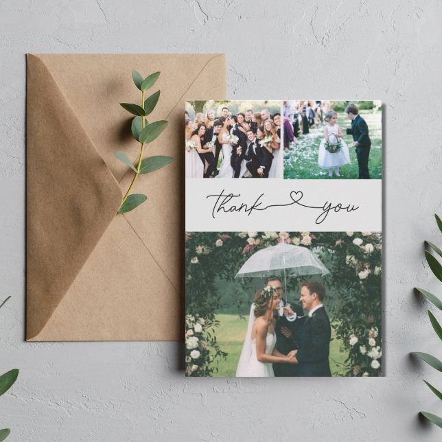 Elegant Script Photo Wedding Thank You Card (Creator Uploaded)