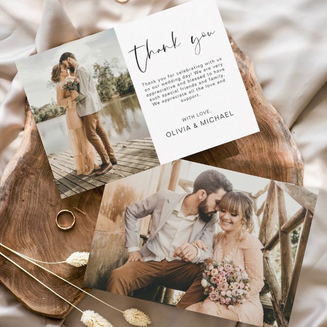 Elegant Script Photo Wedding Thank You Card (Creator Uploaded)