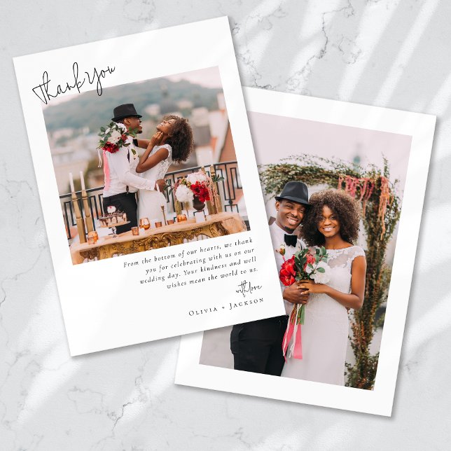 Elegant Script Photo Wedding Thank You Card (Creator Uploaded)