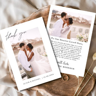 Elegant Script Photo Wedding Thank You Card