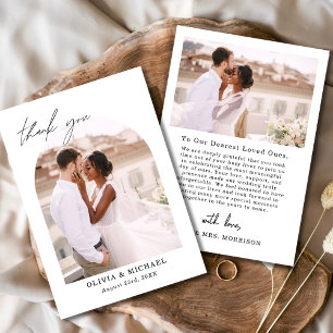 Elegant Script Photo Wedding Thank You Card
