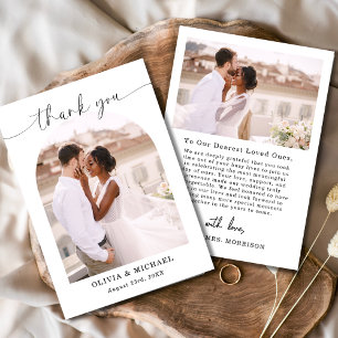Elegant Script Photo Wedding Thank You Card