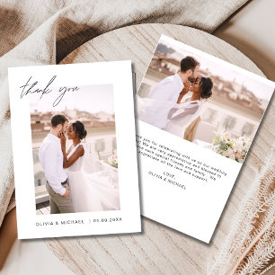 Elegant Script Photo Wedding Thank You Card