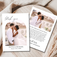 Elegant Script Photo Wedding Thank You Card