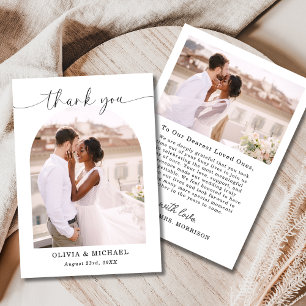Elegant Script Photo Wedding Thank You Card