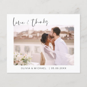 Elegant Script Photo Wedding Thank You Card