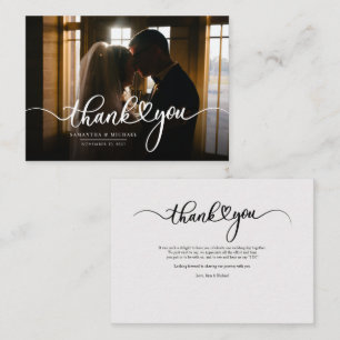 Elegant Script Photo Wedding Thank You Card