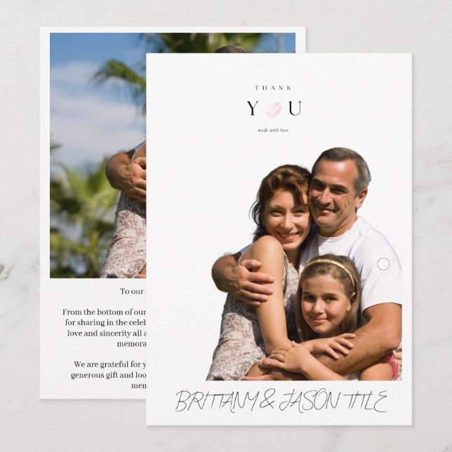 Elegant Script Photo Wedding Thank You Card - Mode (Front/Back)