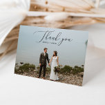 Elegant Script Photo Wedding Thank You Folded Card<br><div class="desc">Everyone will love receiving this beautiful wedding thank you folded card with a stunning image from your wedding day! Easily customise  your favourite wedding photo and message on the inside!</div>
