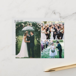 Elegant Script Photo Wedding Thank You  Postcard