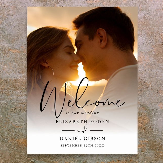 Elegant Script Photo Wedding Welcome Sign (Elegant Script Photo Wedding Welcome Sign)