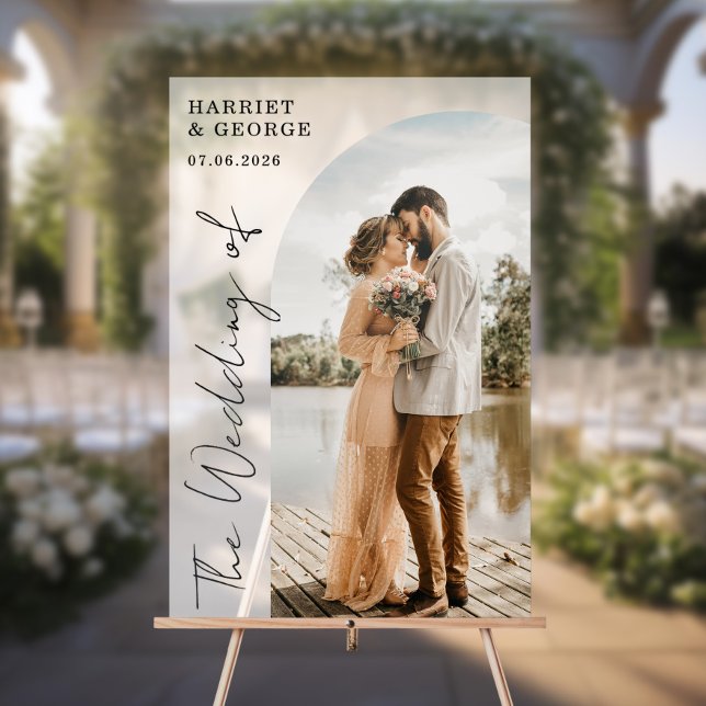 Elegant Script Photo Welcome Wedding Sign (Creator Uploaded)