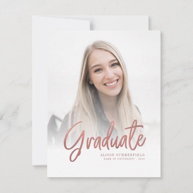 Elegant Script Photos Graduation 2025 Announcement (Front)