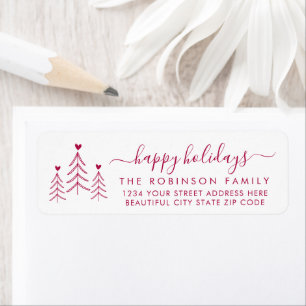 Elegant Script Pine Christmas Return Address Label