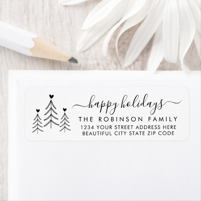 Elegant Script Pine Christmas Return Address Label (Insitu)