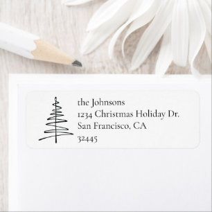 Elegant Script Pine Tree Minimalist Return Address