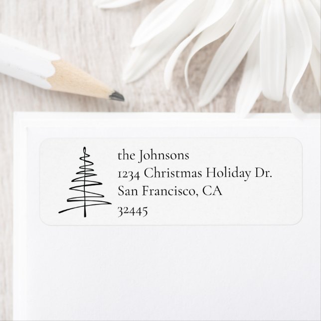 Elegant Script Pine Tree Minimalist Return Address (Insitu)