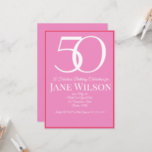 Elegant Script Pink 50th Birthday Party Invitation