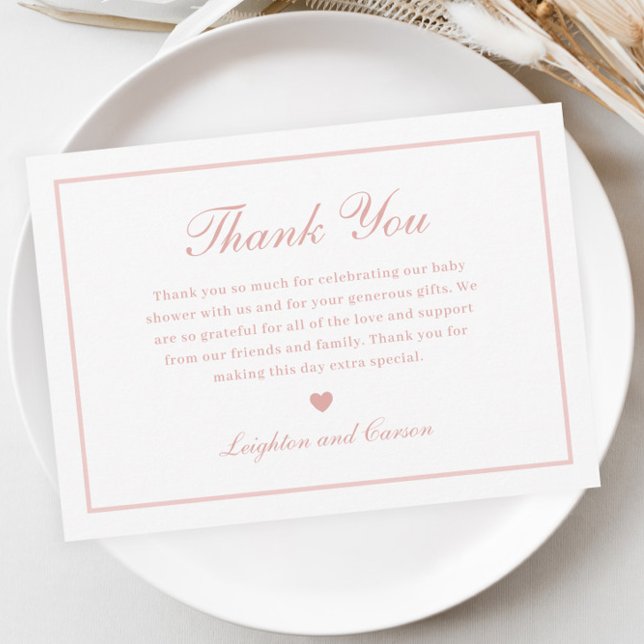 Elegant Script Pink Baby Shower Thank You Card (Elegant Script Pink Baby Shower Thank You Card.)