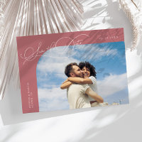 Elegant Script Pink Curved Frame Photo