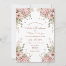 elegant script pink floral garden modern wedding