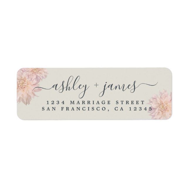 Elegant Script Pink Floral Wedding Return Address (Front)