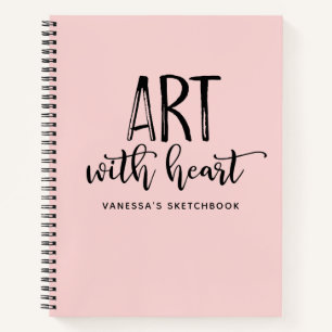 Elegant Script Pink Monogram Artist Sketchbook Notebook