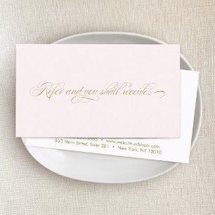 Elegant Script Pink Salon Referral Card