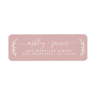 Elegant Script Pink Wedding Return Address