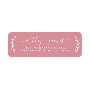 Elegant Script Pink Wedding Return Address