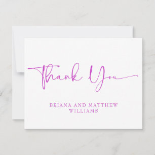 Elegant Script Pink Wedding Thank You Card