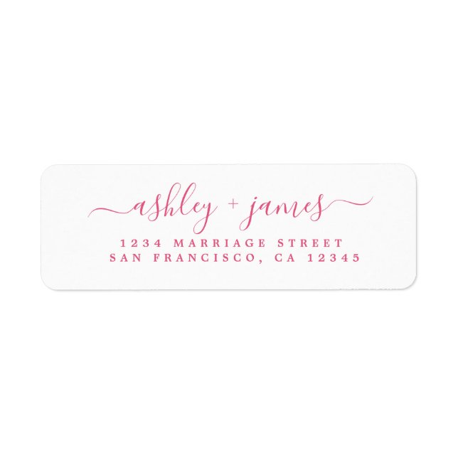 Elegant Script Pink White Wedding Return Address (Front)