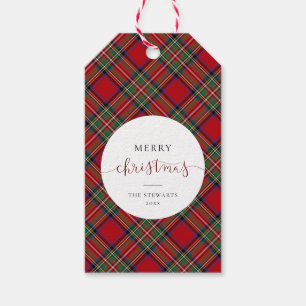 Elegant Script Plaid Stewart Tartan Gift Tags