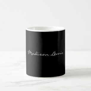 Elegant Script Plain Black Name Calligraphy Coffee Mug