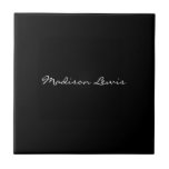 Elegant Script Plain Black Name Calligraphy  Tile<br><div class="desc">This product was very good and I love how easy it is for customise design. The design was very simple so I'm very pleased when I create.</div>