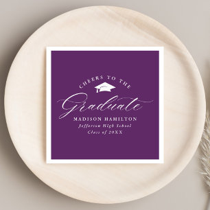 Elegant Script Purple Cheers to the Graduate Napkin