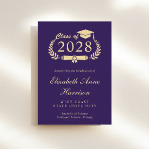 Elegant Script Purple College Graduation Party Invitation