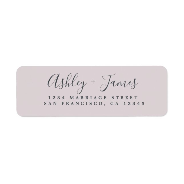 Elegant Script Purple Wedding Return Address (Front)