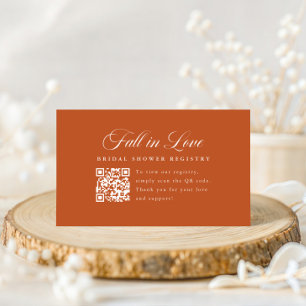 Elegant Script QR Code Bridal Shower Registry Enclosure Card