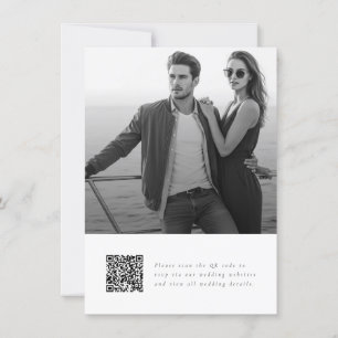 Elegant Script QR Code Photo Budget Wedding Invitation